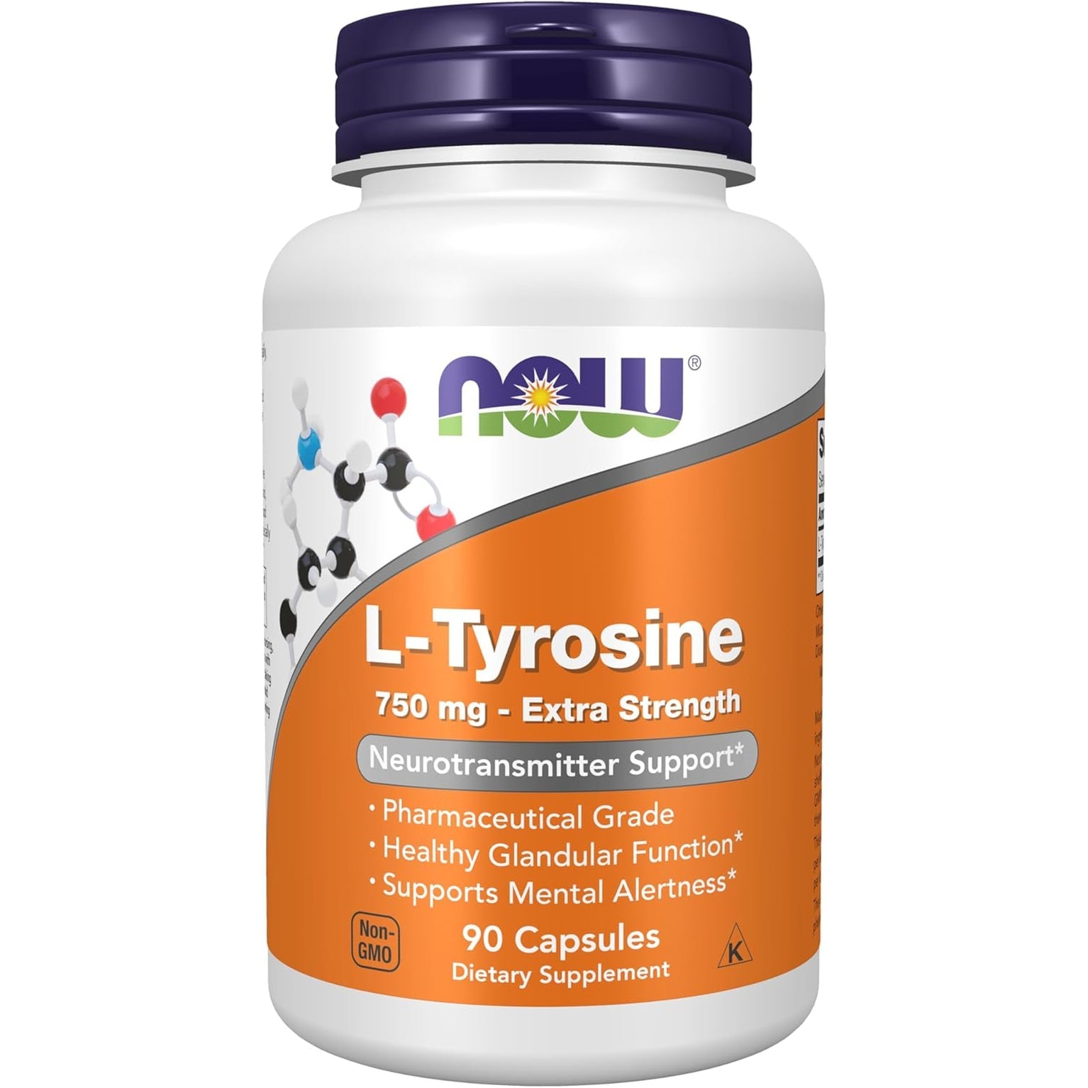 NOW Supplements, L-Tyrosine 750 Mg, Supports Mental Alertness*, Neurotransmitter Support*, 90 Veg Capsules