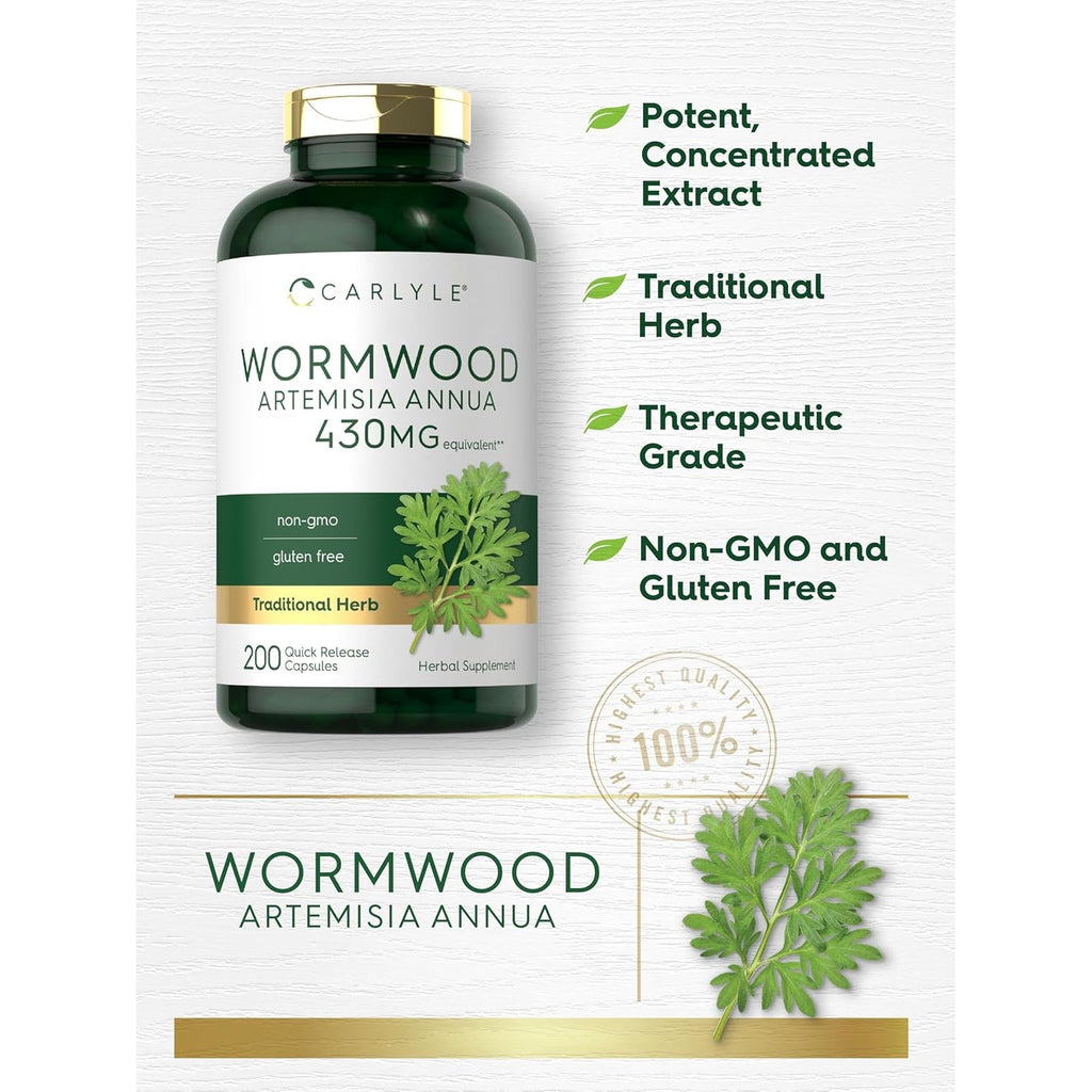 Carlyle Wormwood Capsules | Artemisia Annua Herb | 200 Count | Non-Gmo & Gluten Free Supplement