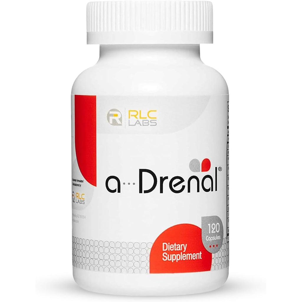 RLC Labs A-Drenal, 120 Capsules - Herbal, Cortisol Supplement with Ashwagandha, Ginger & Rhodiola to Support Balance, Mood, Energy & Vitality - Adrenal Support Formula (1 Month Supply)
