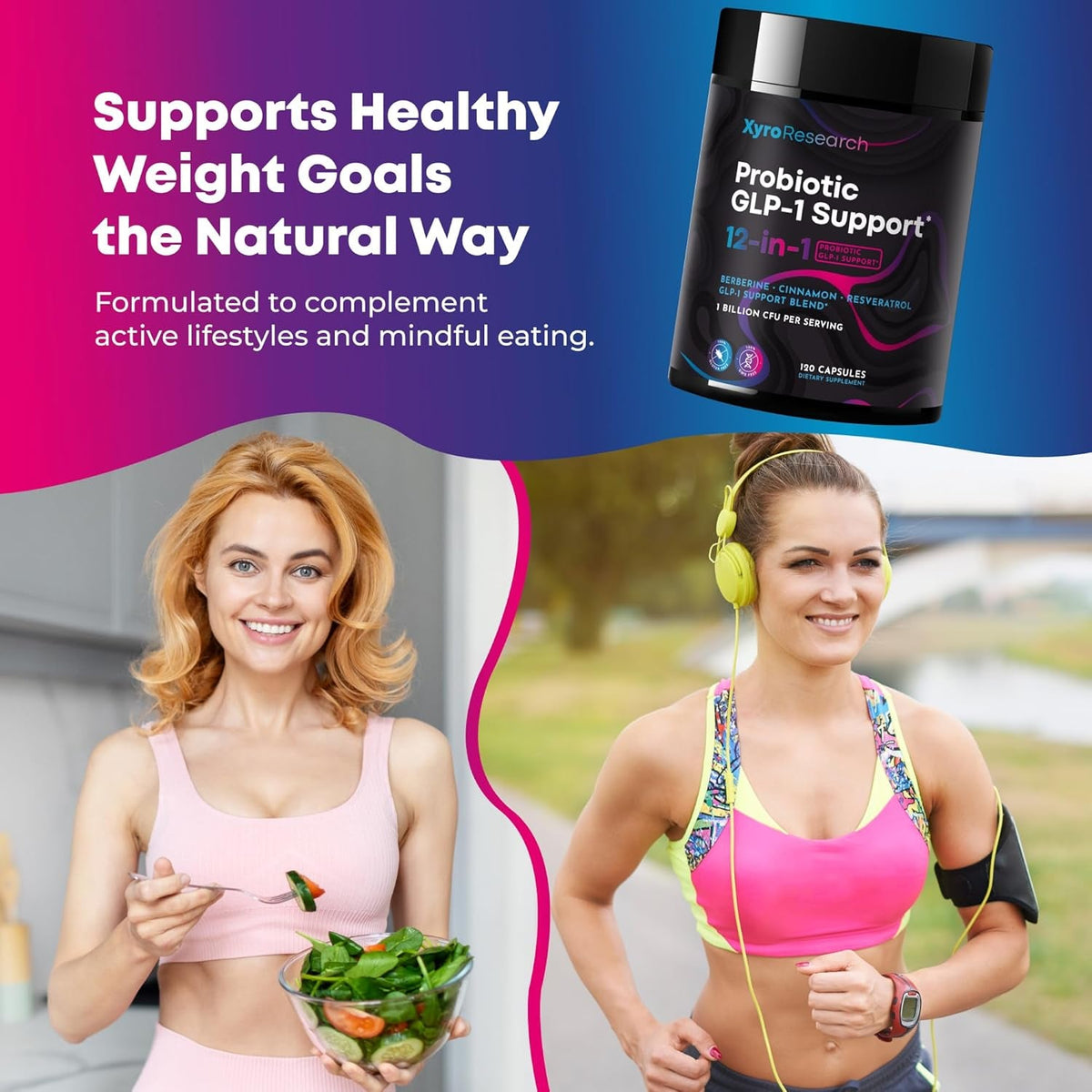 GLP-1 Support Probiotic Weight Loss Supplement - GLP1 Support for Women Men with Berberine - Natural Daily Oral GLP 1 Support Fat Burn Healthy Metabolism Gut Health - Vegan Gluten Free