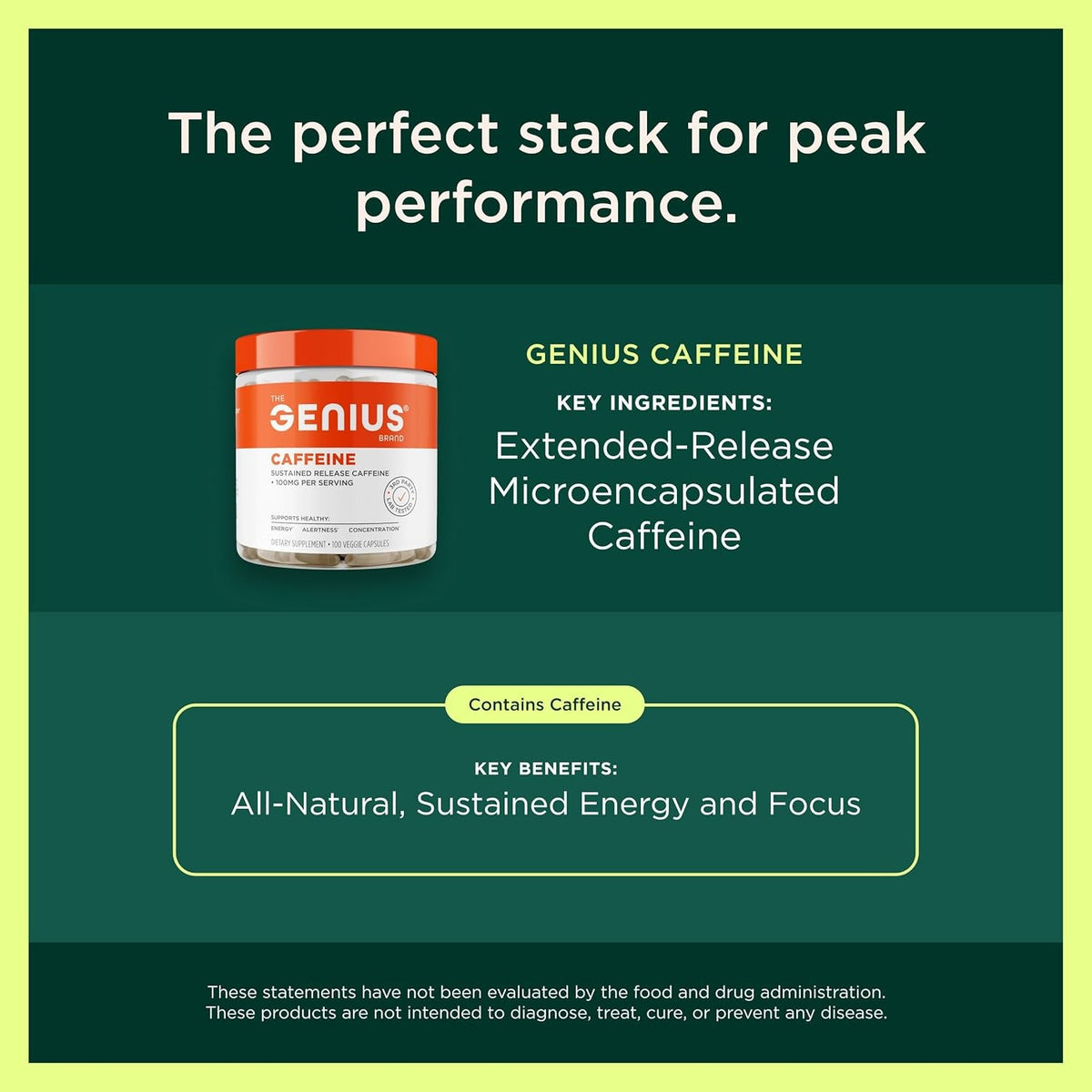 Genius Thermogenic Fat Burner, 60 Diet Veggie Pills - Weight Loss & Metabolism Supplement, Appetite Suppressant & Energy Booster - Caffeine-Free Nootropic Focus & Brain Boost - Ashwagandha & Teacrine