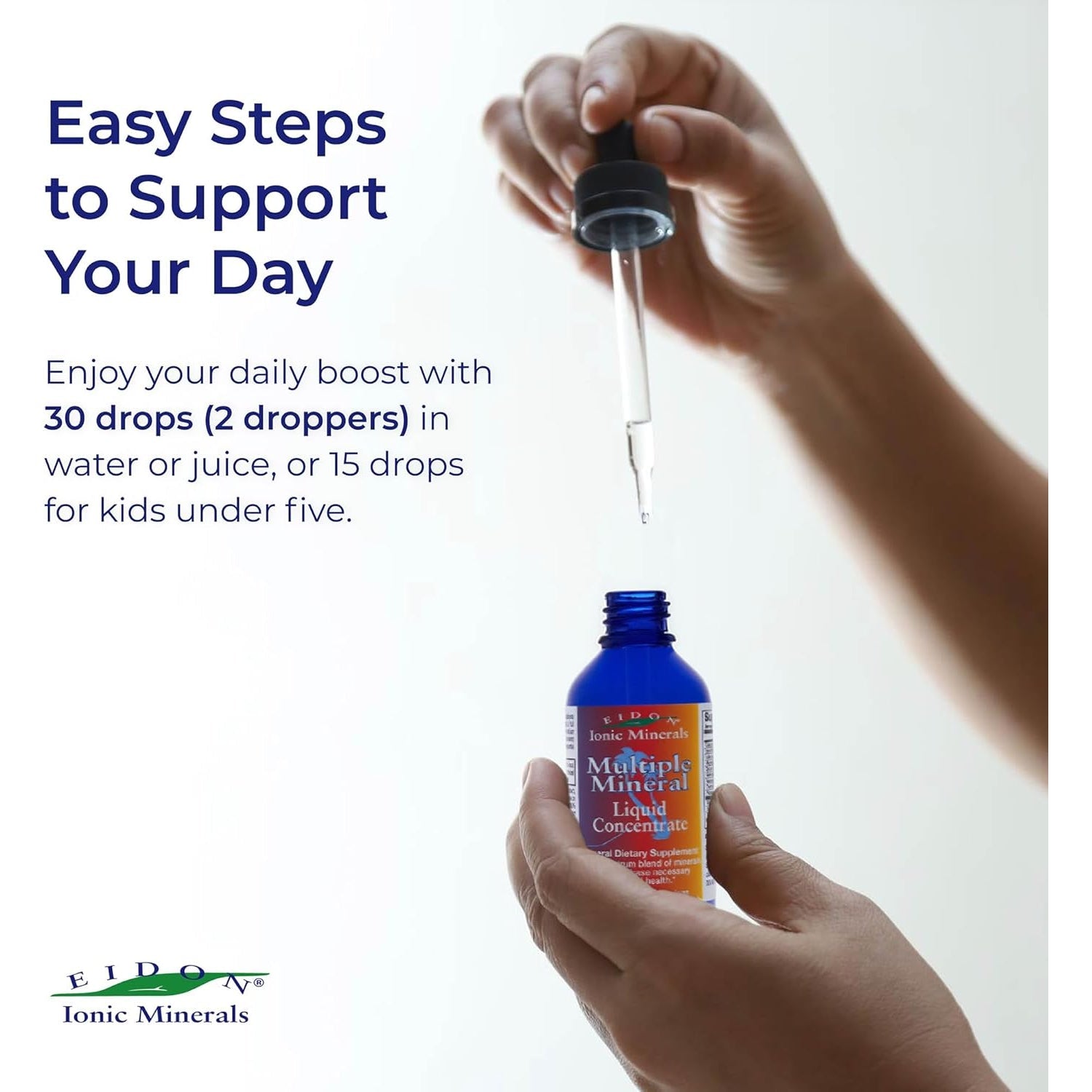 Eidon Multiple Minerals Supplement - Ionic Trace Mineral Drops for Water, with Zinc, Potassium, Chromium, & Magnesium, Natural Liquid Vitamins, Sugar Free & Bioavailable, for Men & Women - 2 Oz