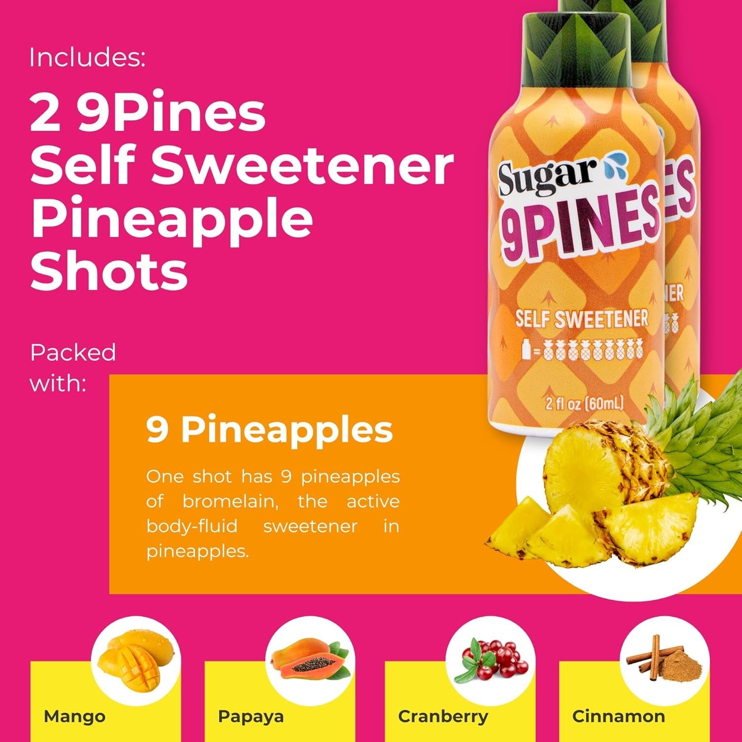 Sugar Splash Taste Sweeter down There - 2 Taste Changing Tablets, 2 9Pines Pineapple Shots & 1 DEEP Gag Suppressing Sucker Date Night Pack - Body Fluid Sweetener and Flavor Enhancer