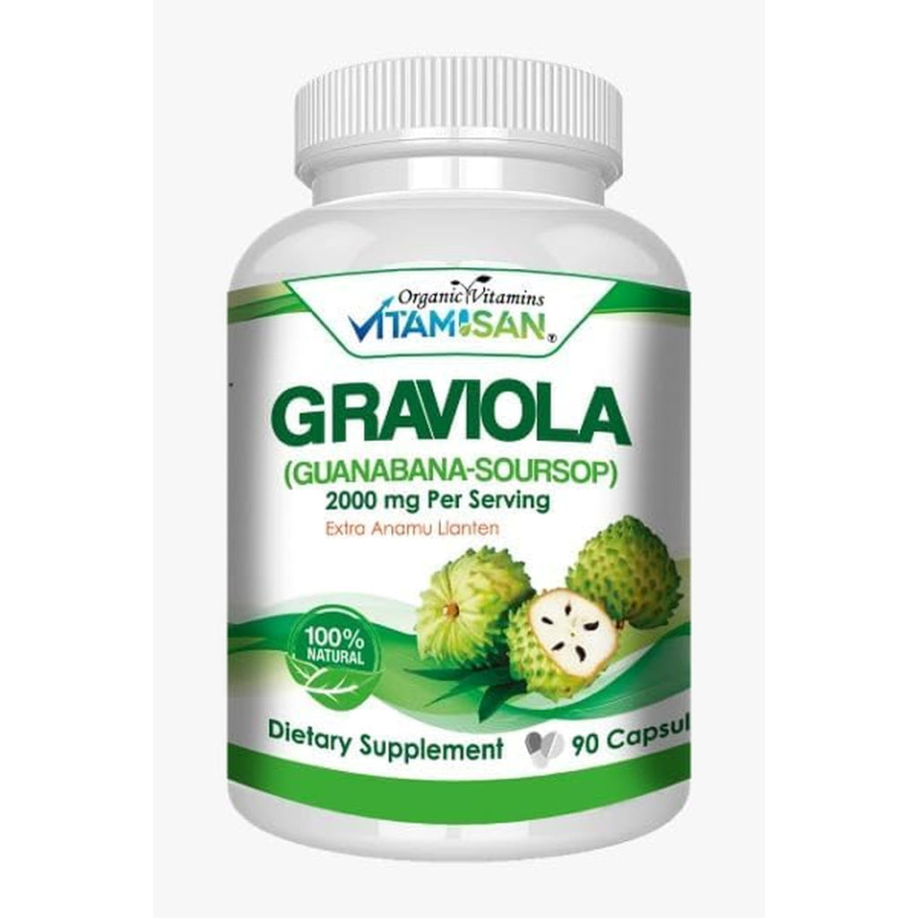 Graviola Soursop Guanabana Extract Anamu Llanten Natural Dietary Supplement. Leaf & Fruit Extract 90 Capsules Non-Gmo