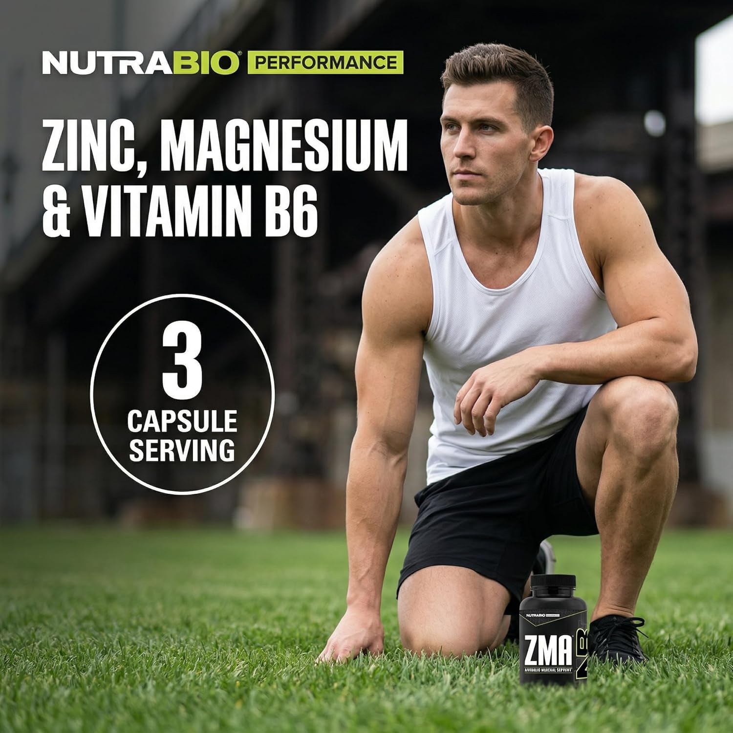 Nutrabio ZMA Supplements for Men & Women- Zinc Magnesium Supplements to Support Hormone Levels, Peak Performance, Sleep, Muscle Recovery, Immune Health, 180 Ct.