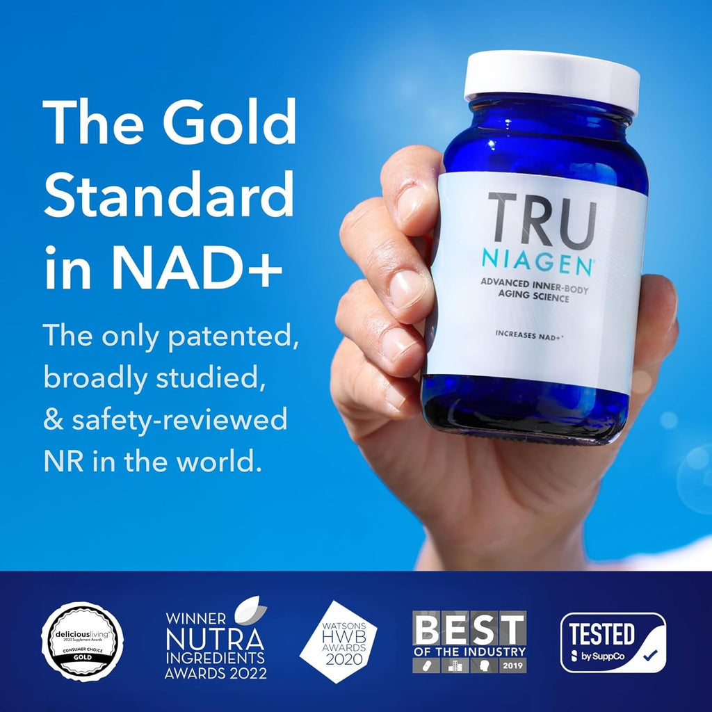 TRU NIAGEN Patented NAD Supplement for Brain Function, anti Aging & Cell Regeneration, 300Mg Niagen, 30 Servings | Supports Cellular Energy, Muscle | Nicotinamide Riboside (NR) Take 1 Daily | 1 Bottle