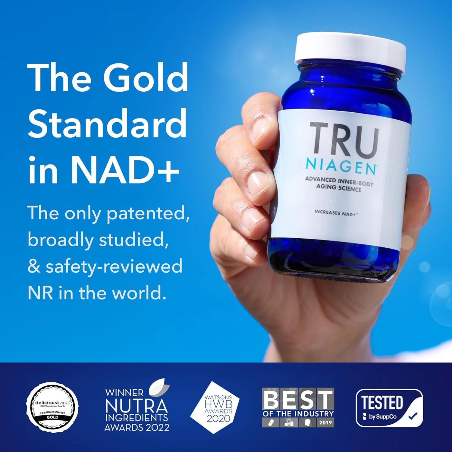 TRU NIAGEN Patented NAD Supplement for Brain Function, anti Aging & Cell Regeneration, 300Mg Niagen, 30 Servings | Supports Cellular Energy, Muscle | Nicotinamide Riboside (NR) Take 1 Daily | 1 Bottle