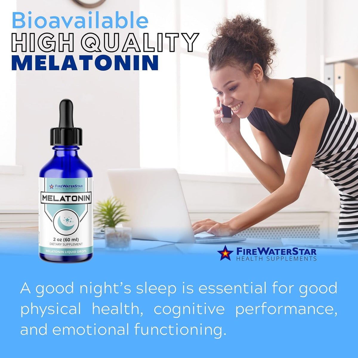 FWS Liquid Melatonin Drops for Adults and Kids - 99% Pure Bioactive Melatonin - Organic, Non-Gmo, Vegan - Minimal Ingredients - Easy Adjustable Dosing - Helps to Promote Restful Sleep - 2Oz