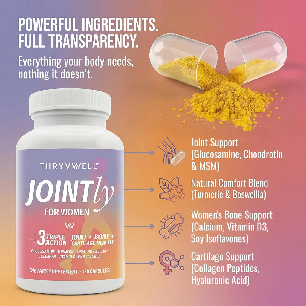 Joint Supplements for Women | 14-In-1 Joint Bone & Cartilage Support | Glucosamine Chondroitin MSM Turmeric Collagen Calcium | FSA Eligible | HSA Eligible | Lab Tested | 120 Capsules