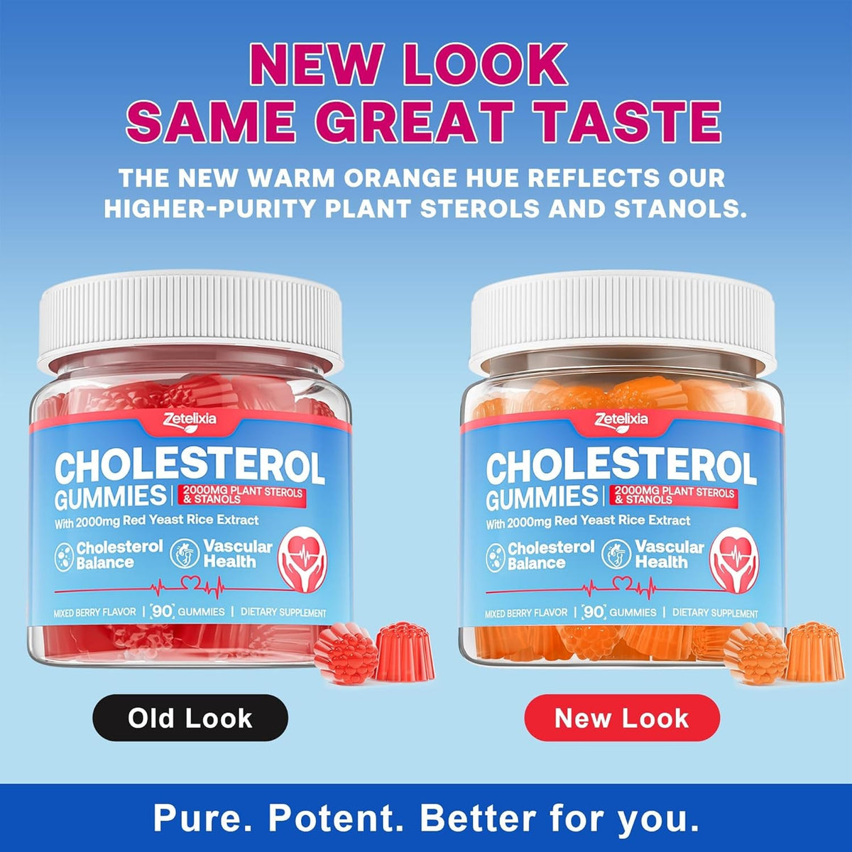 Cholesterol Lowering Supplements Gummies, Cholesterol Gummies with Plant Sterols & Stanols, Red Yeast Rice, Lower Cholesterol Naturally – Vegan, Non-Gmo, Mixed Berry Flavor, 90Ct