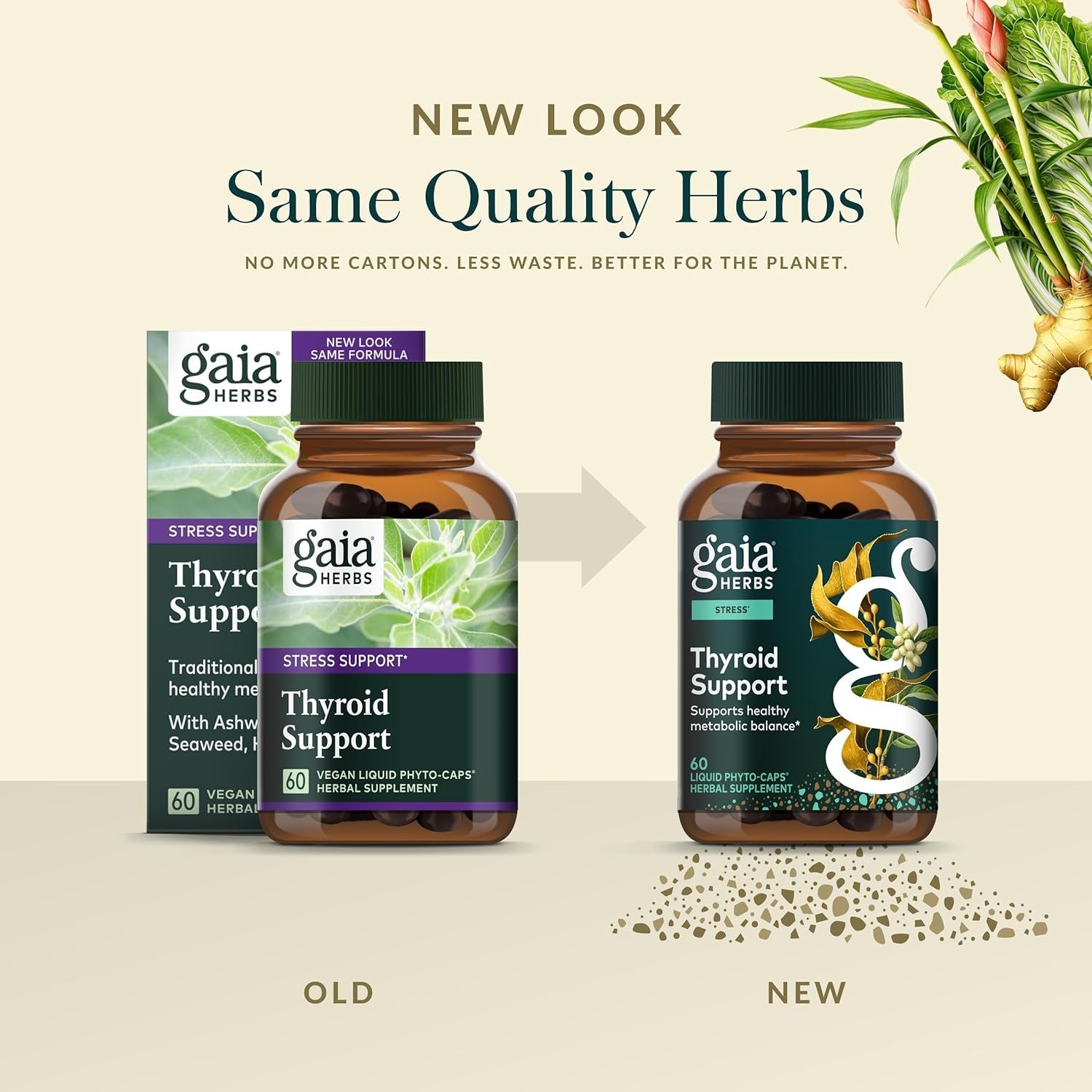 Gaia Herbs Thyroid Support - Made with Ashwagandha, Kelp, Brown Seaweed & Schisandra to Support Healthy Metabolic Balance & Overall Well-Being* - 60 Vegan Liquid Phyto-Caps (30 Servings)