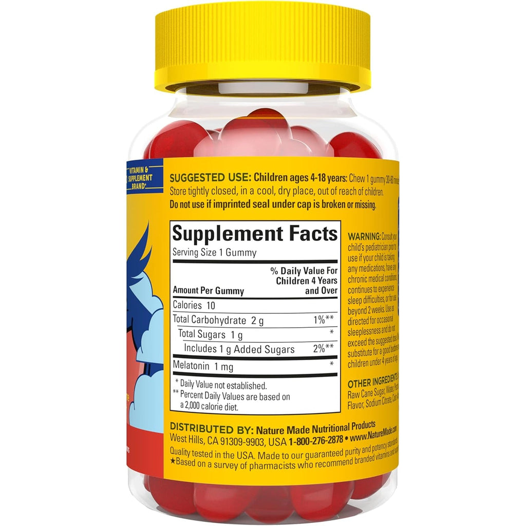 Nature Made Kids First Sleep Melatonin Gummies, 100% Drug-Free Sleep Aid, Kids Sleep Gummies for Restful Sleep, 45 Count