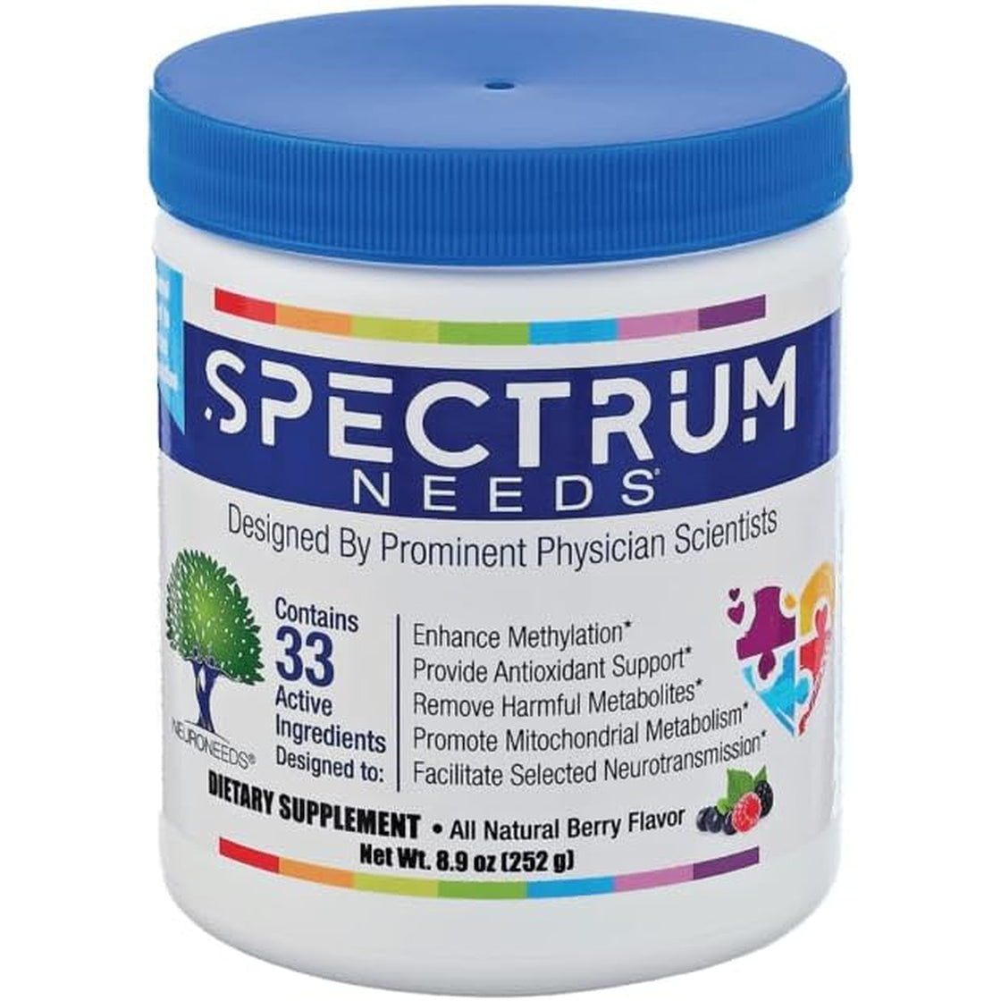 Spectrumneeds® by Neuroneeds – Comprehensive Nutritional Support with 33 Active Ingredients for Overall Well-Being Berry Flavor