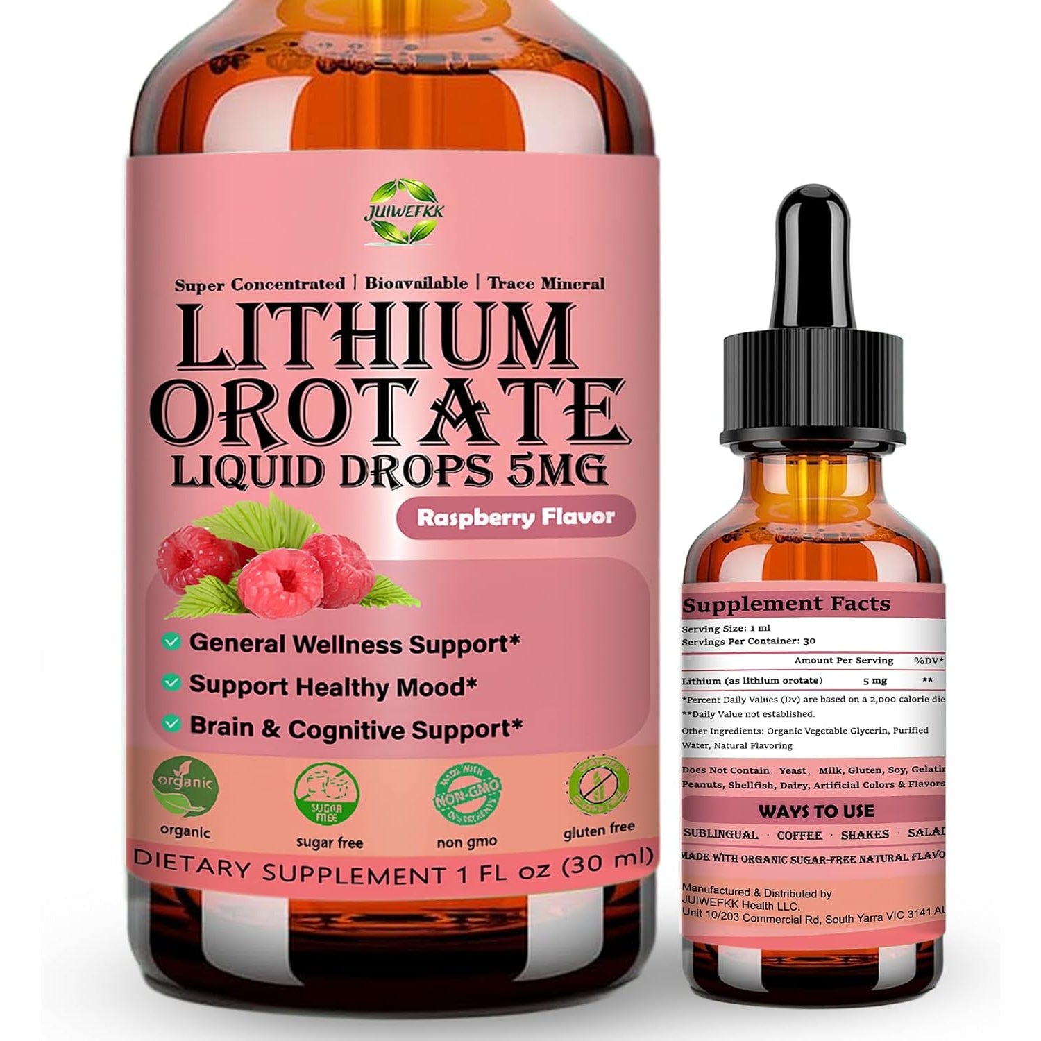 Pure Lithium Orotate Liquid Drops 5Mg, Low Dose Lithium Brain Supplement for Cognitive Memory Mood Behavior, High Bioavailability Liquid Lithium-Orotate Drops for Kids Adults Vegan Non-Gmo