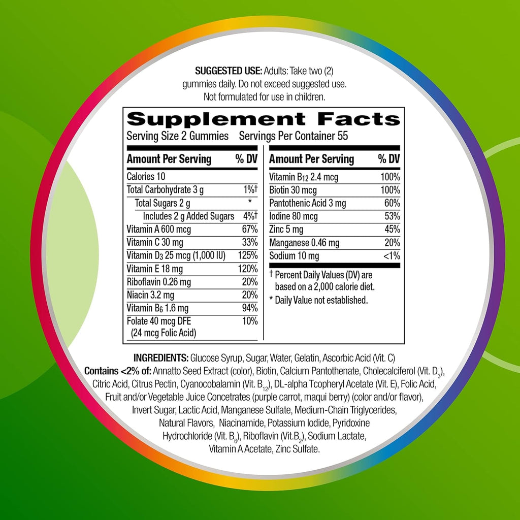 Centrum Multigummies Gummy Multivitamin for Adults, Multivitamin/Multimineral Supplement with Vitamins D, B and E, Assorted Fruit Flavor - 18 Count