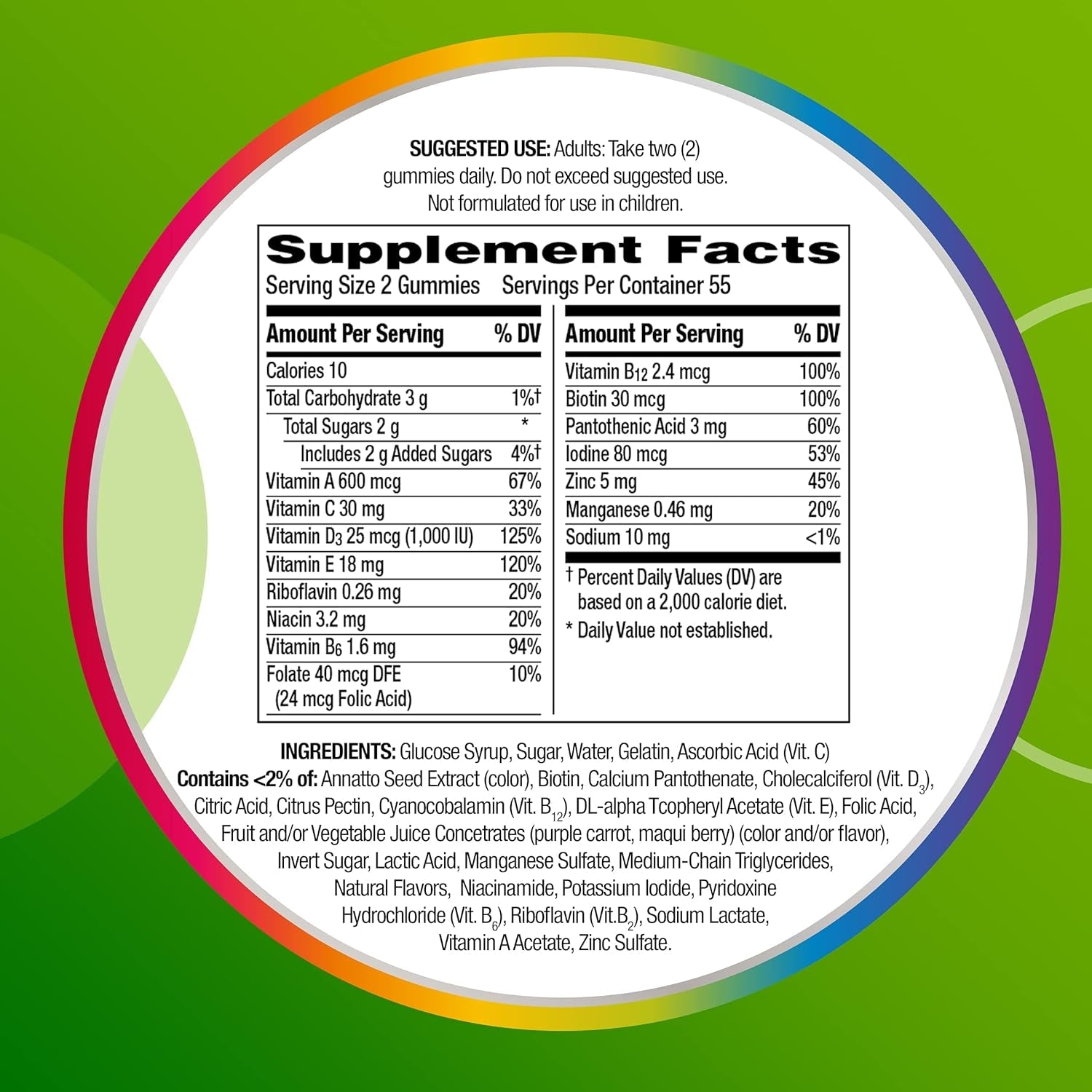 Centrum Multigummies Gummy Multivitamin for Adults, Multivitamin/Multimineral Supplement with Vitamins D, B and E, Assorted Fruit Flavor - 18 Count