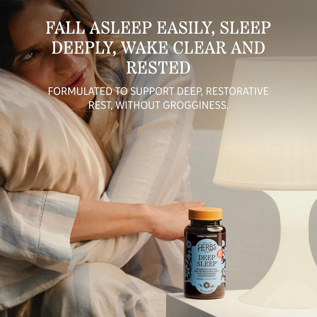 Herbs Etc. Deep Sleep Softgels - Holistic Rest Supplement for Restful Sleep - Chamomile, Lemon Balm Extract & Passionflower - Melatonin-Free, Gluten-Free - 120 Count (120 Servings)