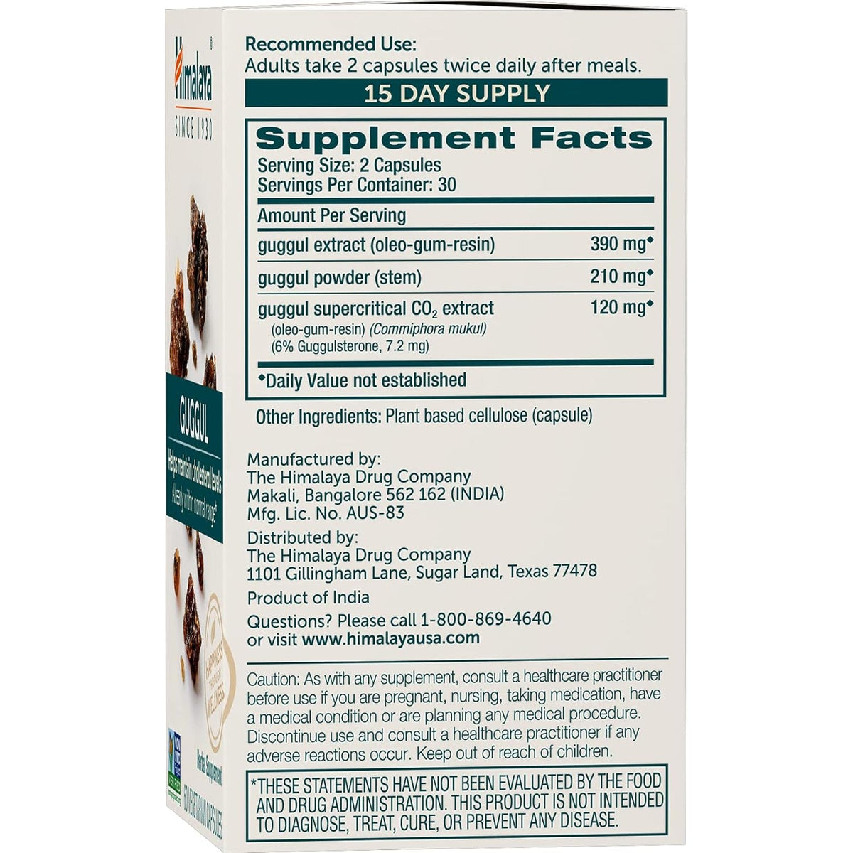 Himalaya Guggul - Herbal Liver Support for Liver Detox, Cholesterol, HDL & LDL Support - Vegan, Non-Gmo, Gluten Free, 720 Mg, 60 Capsules