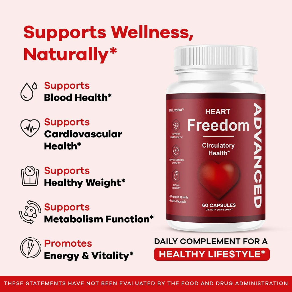 Heart Freedom - Heart Freedom Capsules, Official Pills All Natural Ingredients - Maximum Strength, Premium Advanced Formula Support Health & Wellness, 60 Capsules for 1 Month