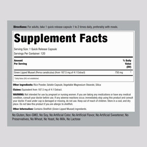 Piping Rock Green Lipped Mussel | 120 Capsules | Supplement for Humans | Freeze Dried from New Zealand | Non-Gmo, Gluten Free