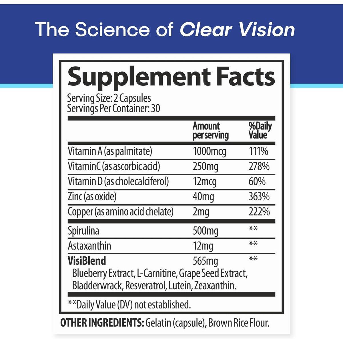 Eye Health Supplement – 14 Essential Nutrients for Clear Vision, Blue Light Protection, and Long-Term Eye Health. Supports Clarity and Eye Wellness. 60 Capsules. (1 Pack)