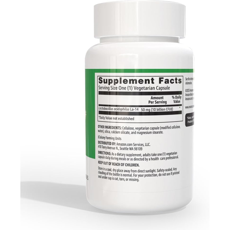 Amazon Basics Daily Probiotic, 10 Billion Active Cultures, Supporting Digestive and Intestinal Health, Capsule, 60 Count, Two Month Supply