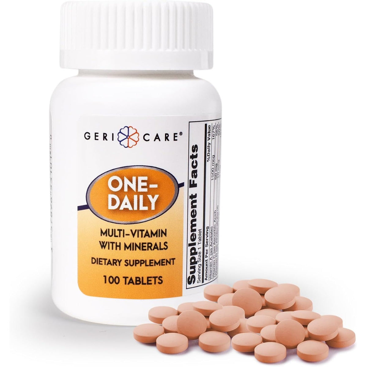 One-Daily Multivitamins with Minerals for Men & Women (100 Tablets) by Gericare| High-Potency Multi-Vitamin & Multimineral Dietary Supplement for Immunity, Energy| Complete Daily Nutritional Support