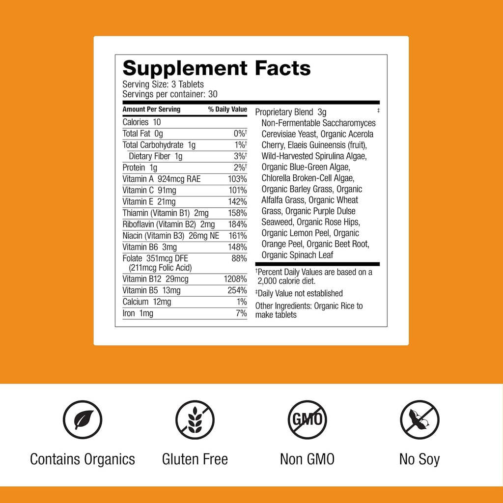 Dr. Schulze'S Superfood 100 - Everyday Superfood Supplement to Support Overall Wellness - Mutivitamin Support for Cellular Nutrition & Energy - Clean Ingredients - Gluten-Free & Dairy-Free - 90 Count