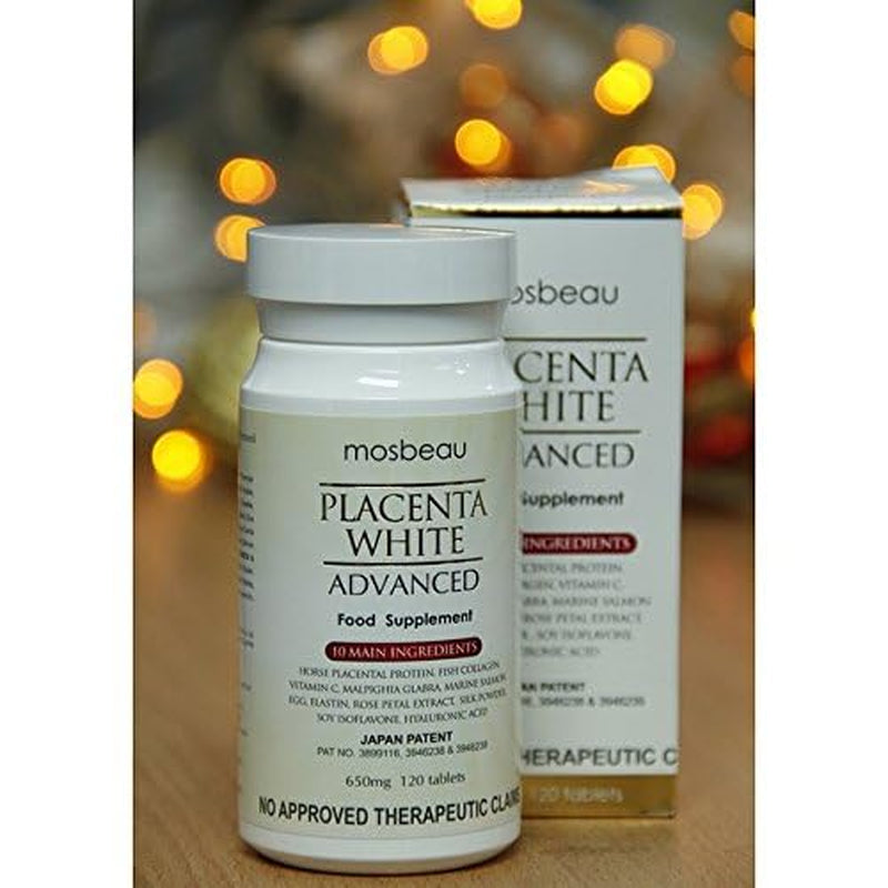 Mosbeau Placenta White Advanced Supplement for Skin Whitening 2015 Japan Patented Twice as Effective as Glutathione (120 Tablets)