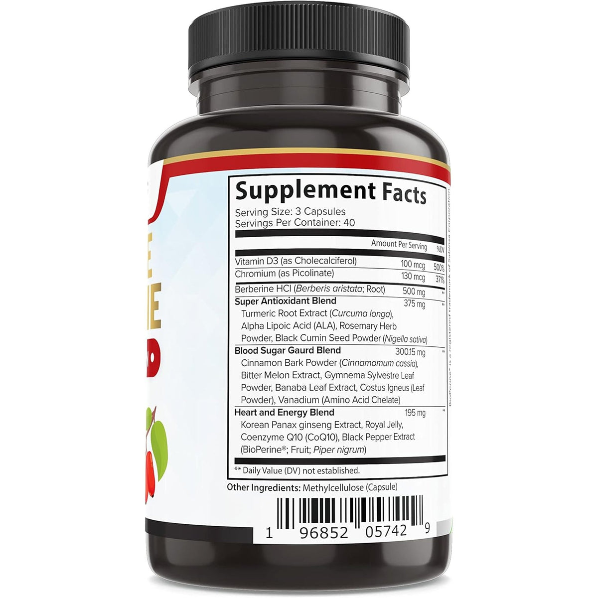 Extreme Berberine 500Mg Complex with ALA, Coq10, Turmeric, Cinnamon, Bitter Melon, Banaba Leaf, Korean Panax, Royal Jelly, and 21 Herbs for Healthy Blood Sugar Support and Overall Health and Immunity