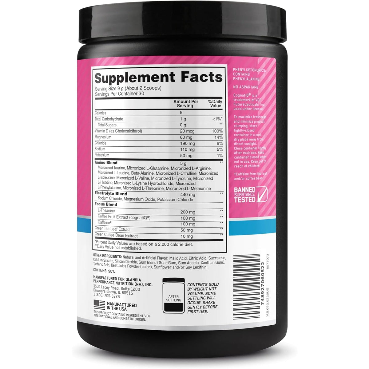 Optimum Nutrition Amino Energy Powder plus Focus, with BCAA, Electrolytes, and Caffeine, Watermelon, 30 Servings (Packaging May Vary)