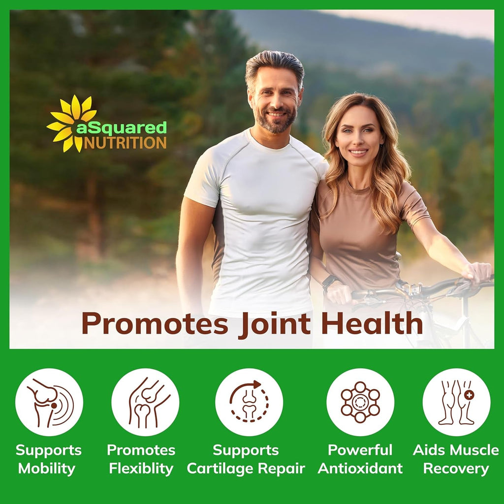 Asquared Nutrition Glucosamine Chondroitin Turmeric MSM Boswellia - 120 Capsules - Joint Support Supplement - Joint Support Relief Pills for Health - Natural Supplement for Back, Knee & Hands