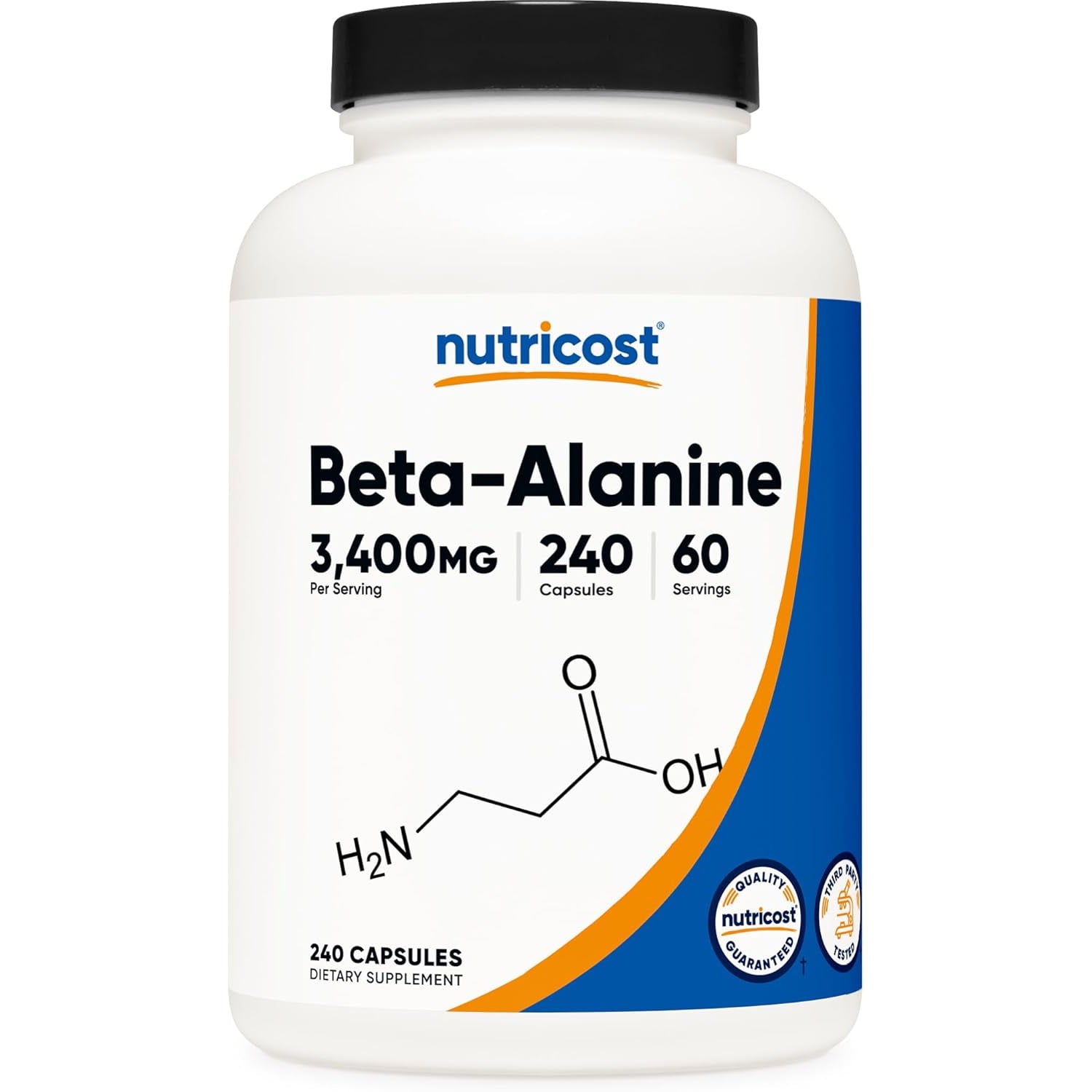 Nutricost Beta-Alanine Capsules 3400Mg, 240 Capsules (60 Serv) - Potent Beta Alanine, Gluten Free & Non-Gmo, 850Mg per Cap