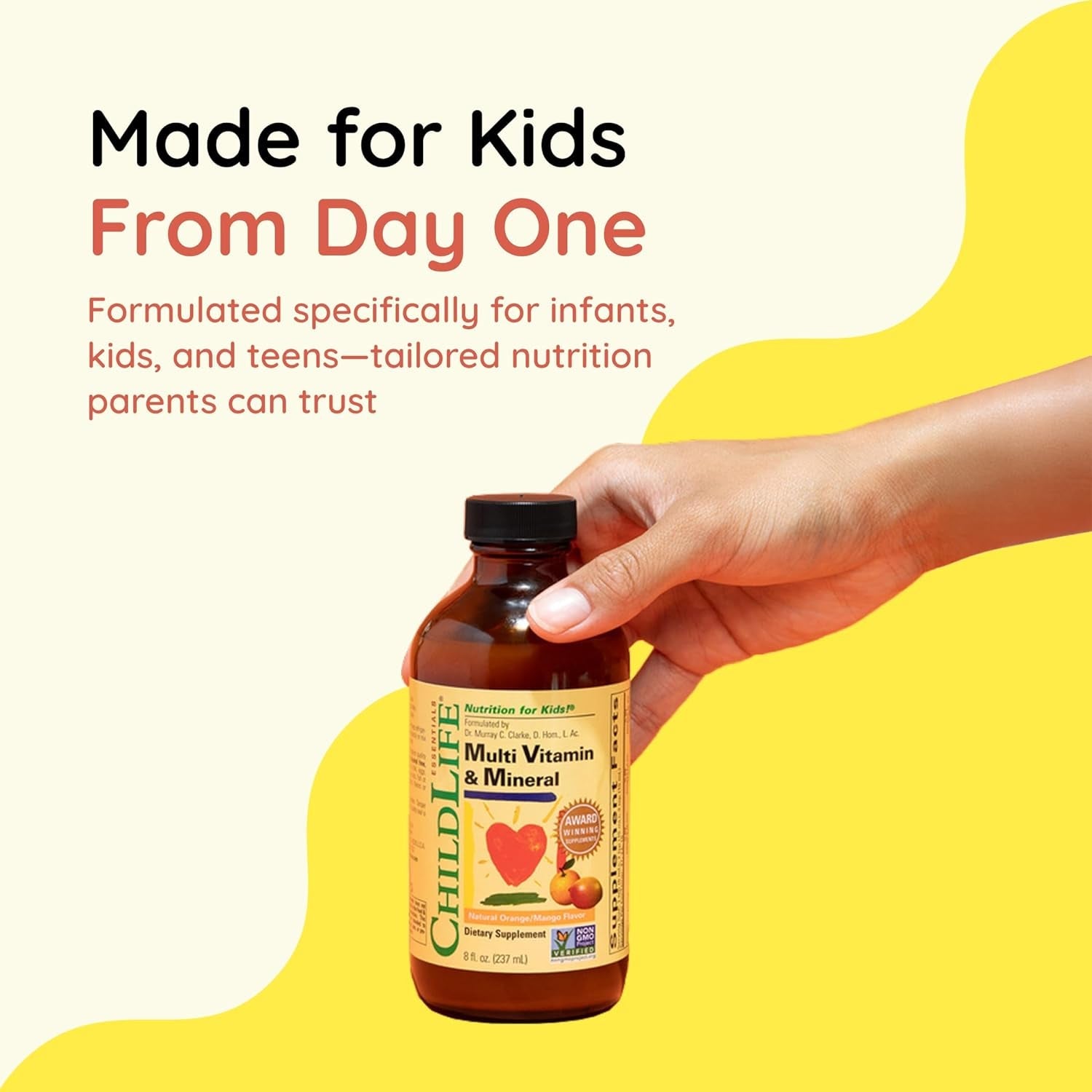 CHILDLIFE ESSENTIALS Kids Multivitamin & Mineral - Vitamins for Kids, Liquid Multivitamin Supplement for Toddler & Baby Wellness - Natural Orange & Mango Flavor, 8 Fl Oz (Pack of 1)