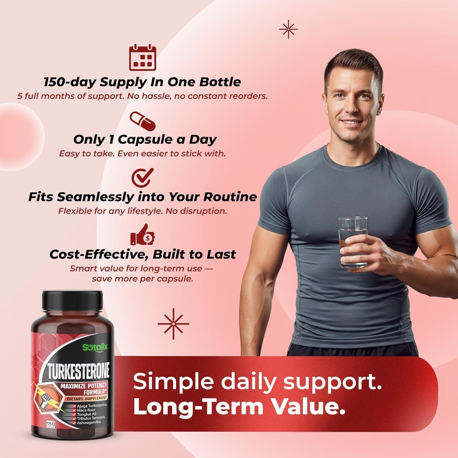 Ultra Turkesterone Ajuga Turkestanica Standardized 20% Turkesterone High Potency with Maca Root Tribulus Terrestris - Muscle Growth Energy Memory Support