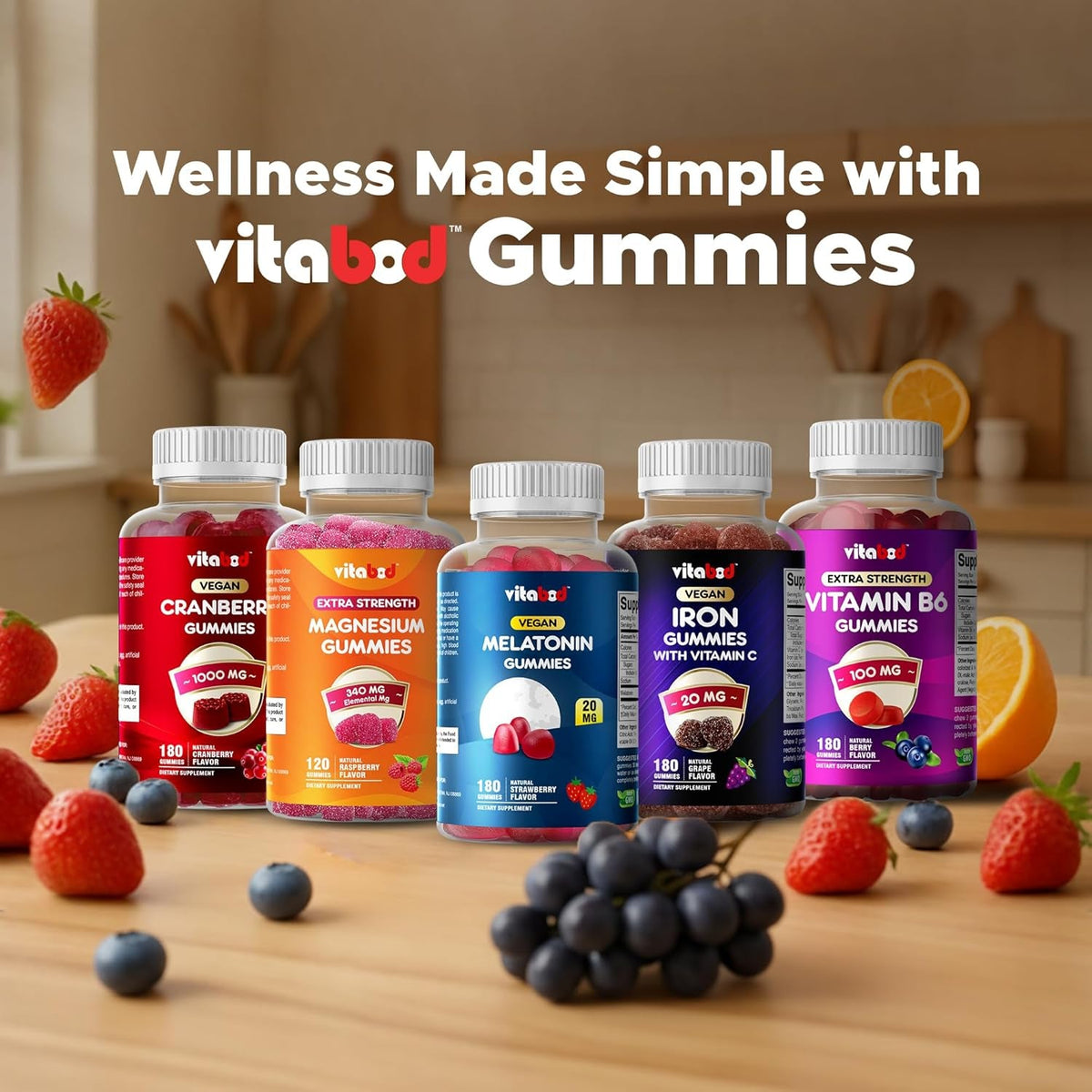 Vitabod Melatonin 20Mg Gummies - 180 Count - Drug Free - Natural Strawberry Flavor - Vegetarian, Non-Gmo, Gluten Free (1 Bottles)