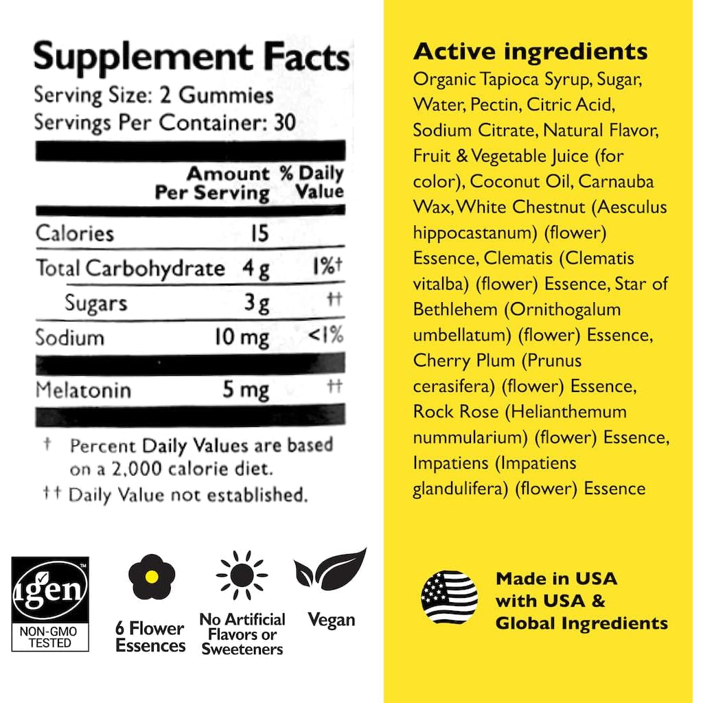 Bach RESCUE plus Melatonin Sleep Gummies, Natural Strawberry Flavor, Sleep Aid, Dietary Supplement, Vegan, Gluten-Free, No Artificial Flavors, Colors, 60 Count