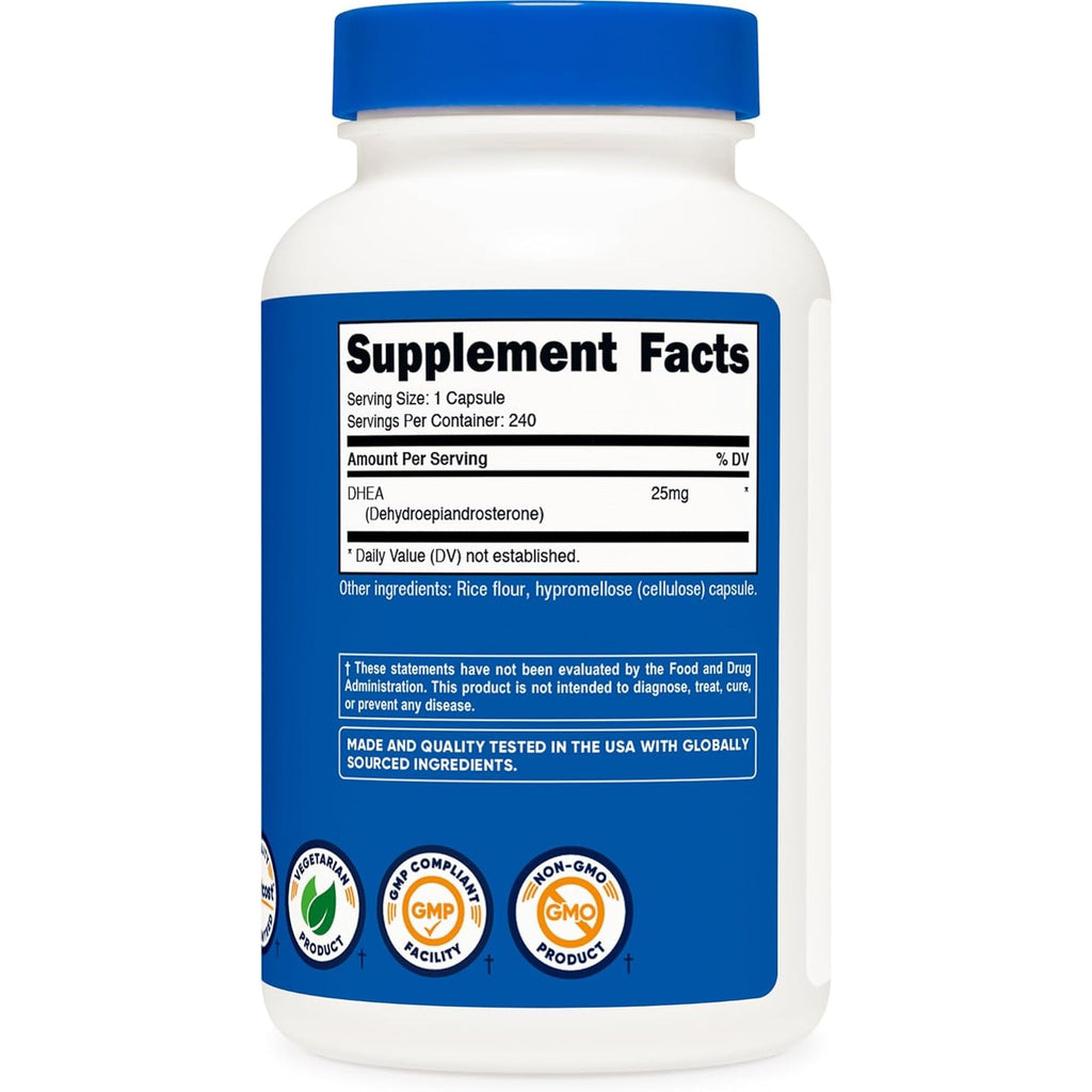 Nutricost DHEA 25Mg, 240 Capsules - Gluten Free, Soy Free, Non-Gmo, Supplement