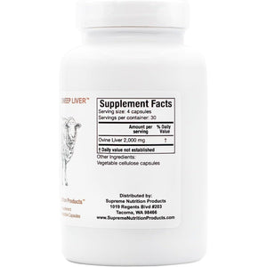 Supreme Nutrition Grass Fed Sheep Liver, 120 Pure Ovine Liver Capsules