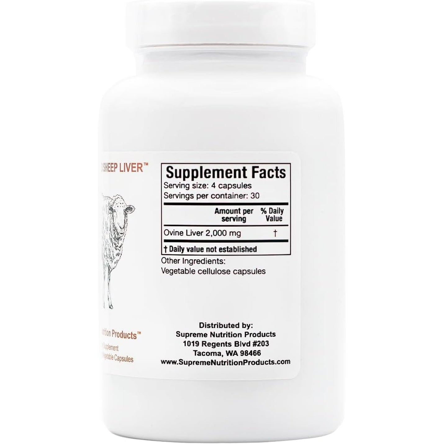 Supreme Nutrition Grass Fed Sheep Liver, 120 Pure Ovine Liver Capsules