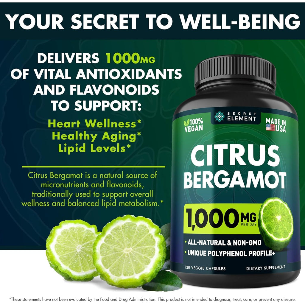 Citrus Bergamot Extract 1000Mg for Women and Men – Polyphenol-Rich Bergamot Capsules for Daily Wellness, Antioxidant Support & Healthy Lifestyle, Non-Gmo, Gluten Free, 120 Vegan Bergamot Capsules