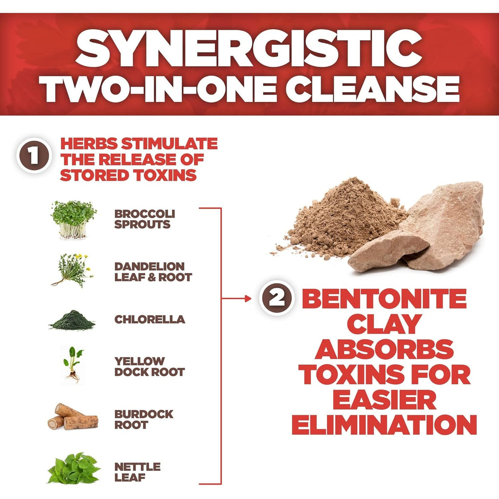 Yerba Prima Bentonite Clay plus Herbal Detox - 60 Veggie Capsules - Natural Cleansing Supplement