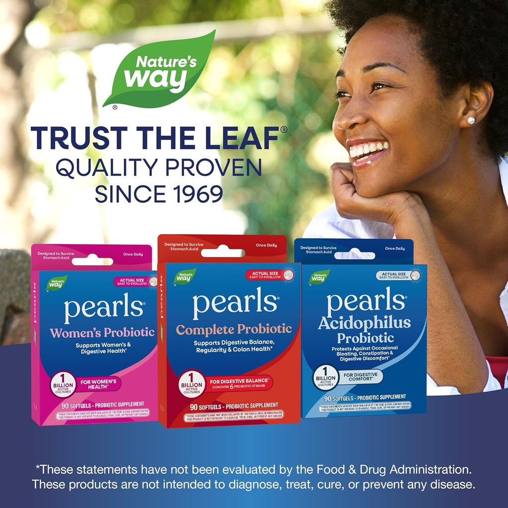 Nature'S Way Pearls Complete Probiotic, Supports Digestive Balance*, 1 Billion Live Cultures, Supplement for Men and Women, No Refrigeration Required, 90 Softgels (Packaging May Vary)