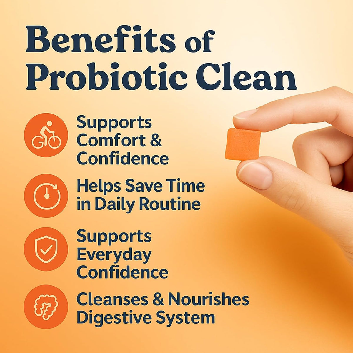 Clean Prebiotic Fiber Gummies for Men - Peach Flavor, Pre+Probiotic Fiber Gummies, Gut Balance, Digestive Support & Daily Clean Confidence, Cleaning Support Gummy 60Gummies