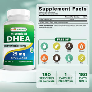 Best Naturals, Micronized DHEA 25 Mg 180 Capsules