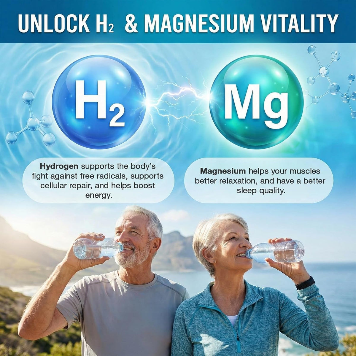 Hydrogen Water Tablets, H2 Molecular Hydrogen with Magnesium, 10 PPM Hydrogen Tablets for Drinking Water, Supports Physical Recovery, Brain Health&Cellular Energy - Non-Gmo, Gluten-Free 120 Tablets.