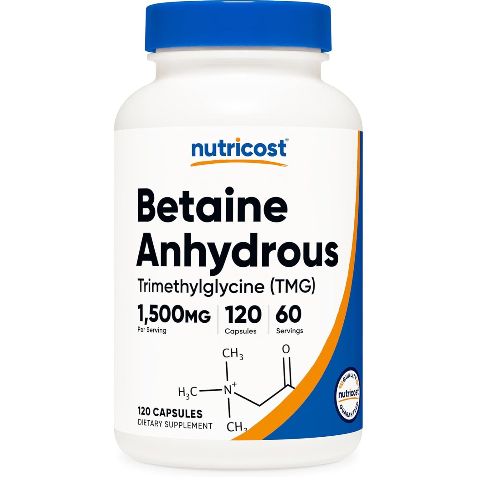 Nutricost Betaine Anhydrous Capsules 1500Mg, 60 Servings - Gluten Free, Non-Gmo, 750Mg per Cap, 120 Capsules