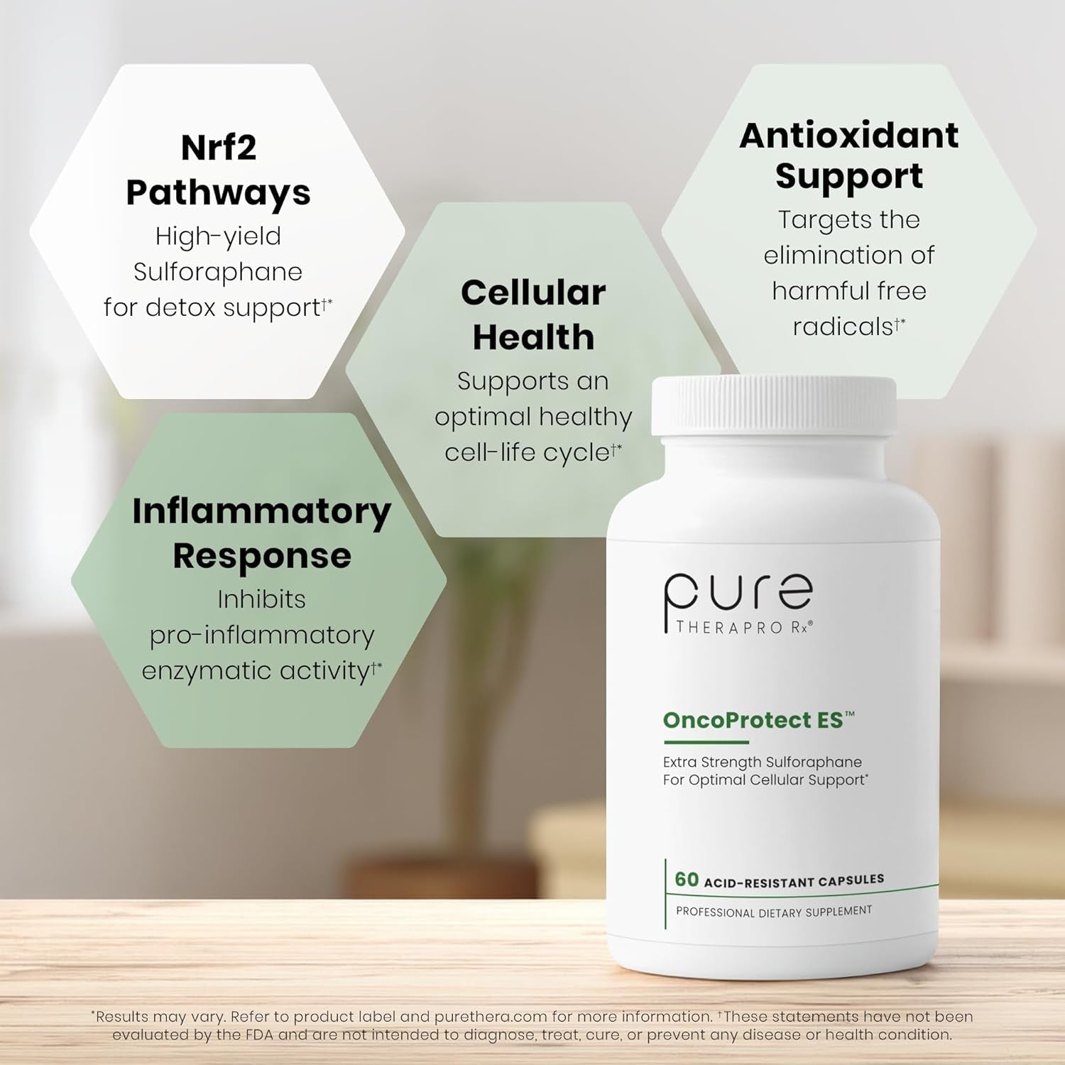 Pure Therapro Rx Extra Strength Sulforaphane Supplement from Broccoli Seed Extract | Made in USA | ONE Capsule per Serving (Other Brands Are 2 Caps!) | 3Rd Party Tested | Oncoprotect ES