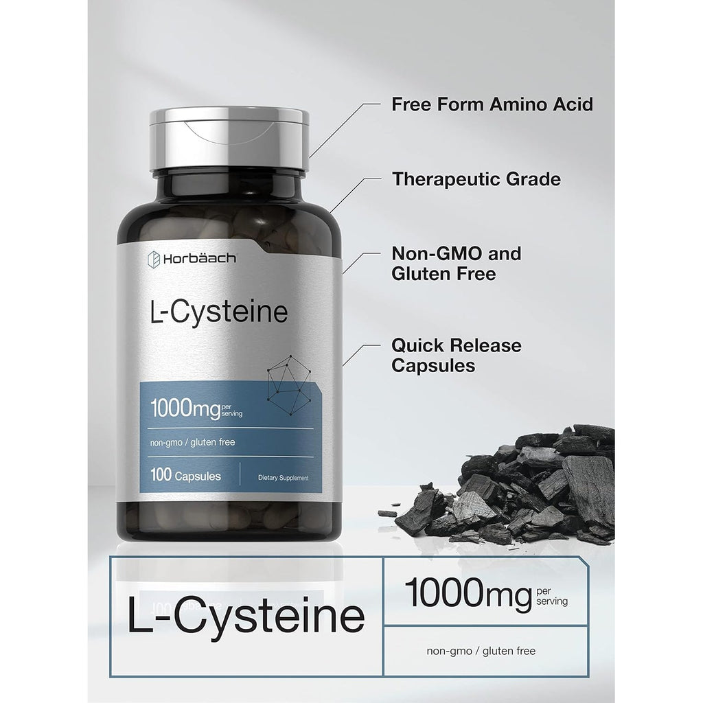 Horbäach L-Cysteine 1000Mg | 100 Powder Capsules | Non-Gmo, Gluten Free Supplement
