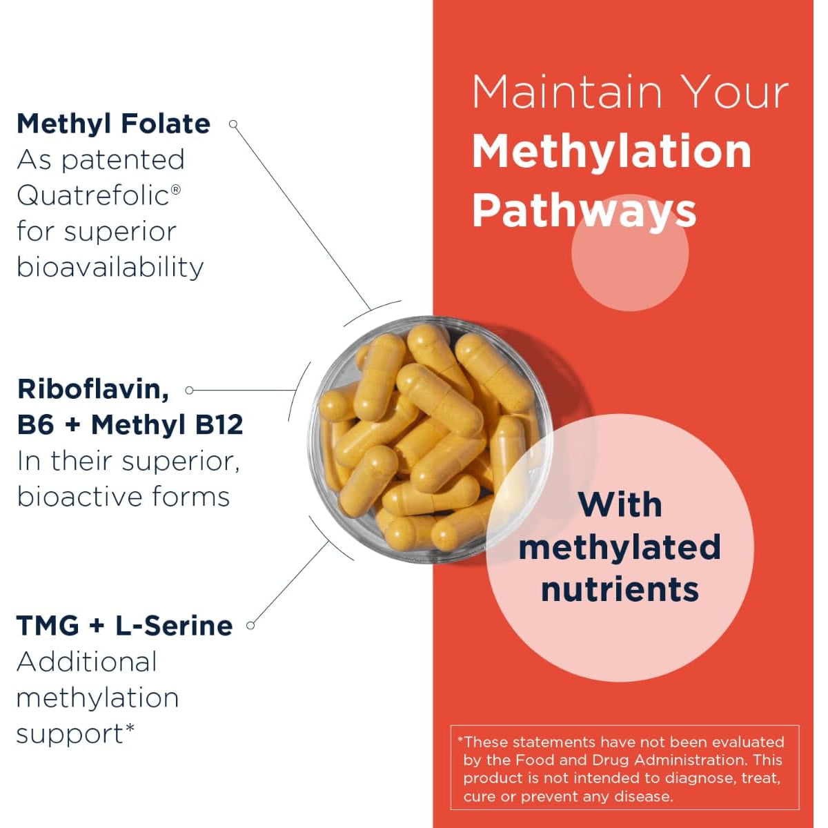 Designs for Health Homocysteine Supreme - Methylated Multivitamin of B Vitamins with Riboflavin, B6, B12, Folate, L-Serine & TMG for Brain Support & Healthy Inflammatory Response (120 Caps)
